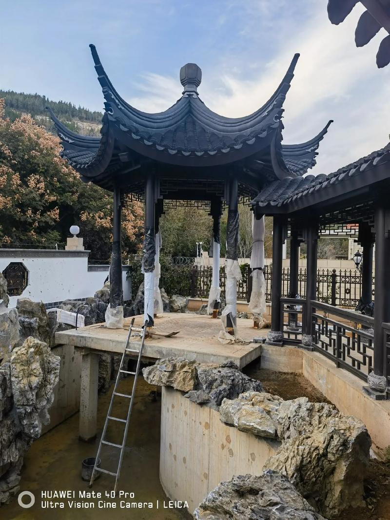 亭子#長廊#仿古建筑 #園林景觀工程 #古建青磚青瓦磚雕